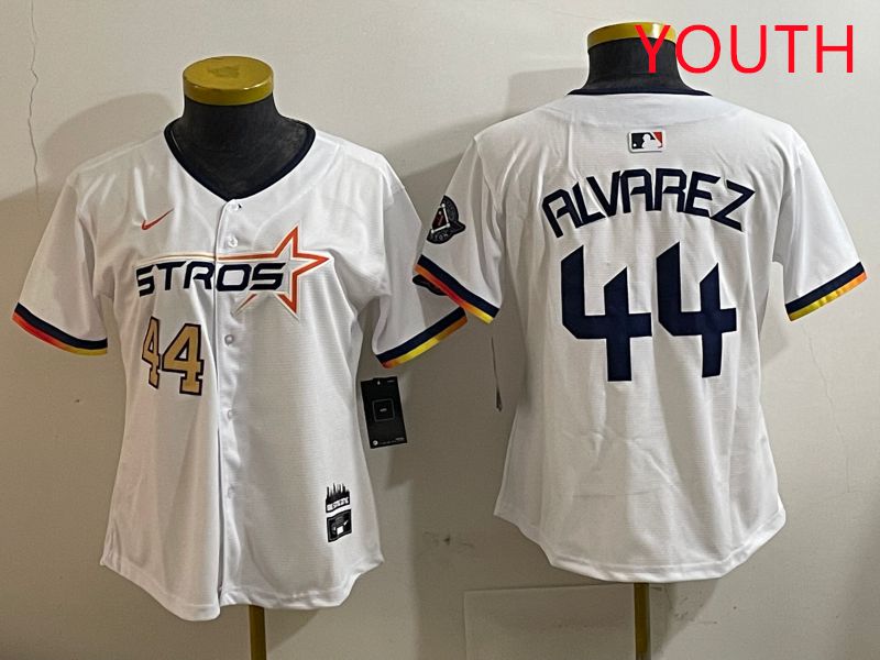 Youth Houston Astros 44 Alvarez White three generations Joint Name Nike 2025 MLB Jersey style 3
